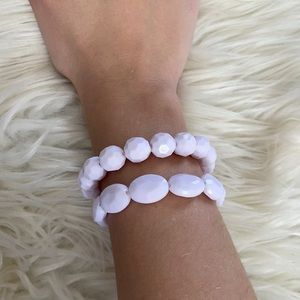 Set of two white bracelets bundle lot costume play jewelry vintage vtg bracelet